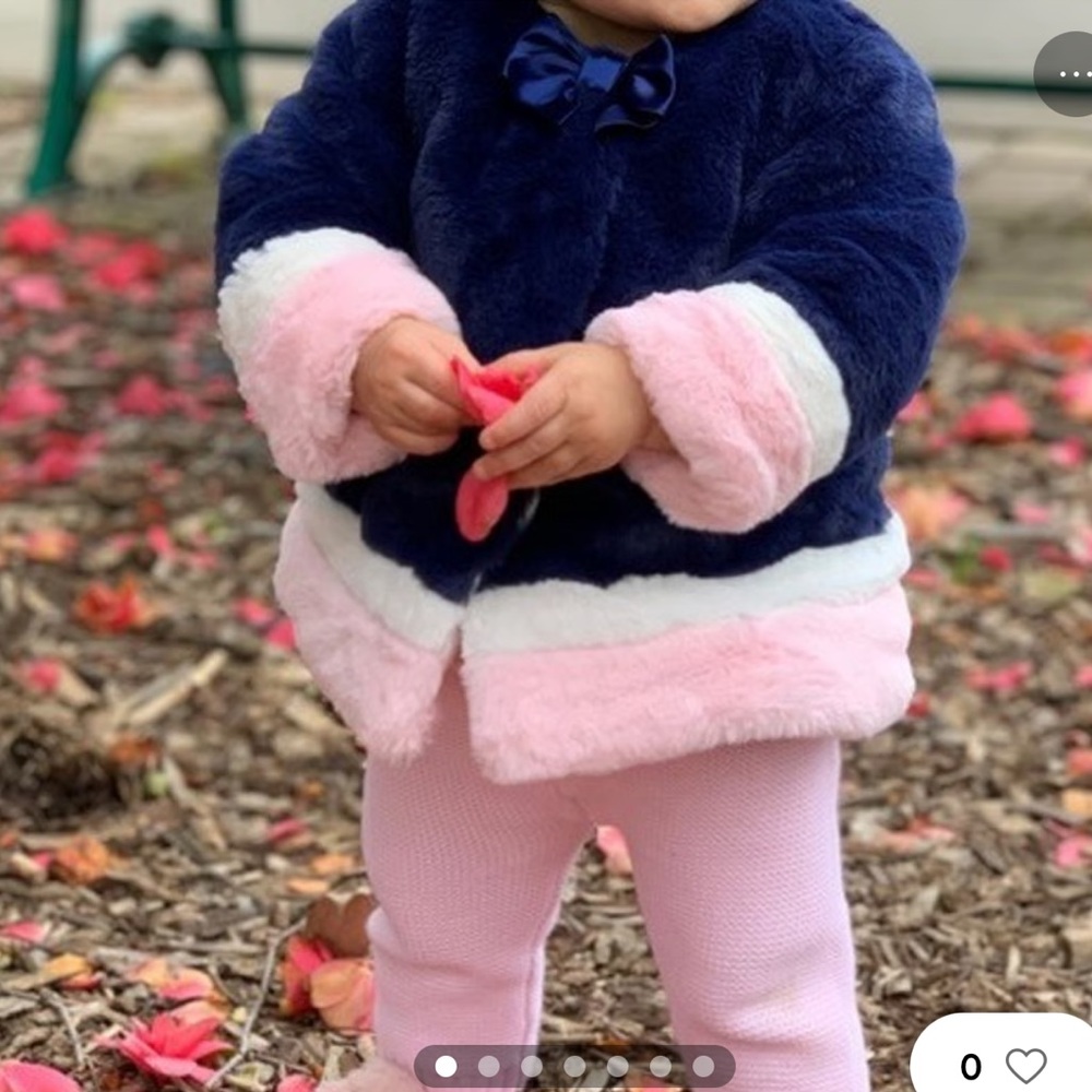A Set of Little Me Faux Fur Baby Toddler Pea Coat and Leggings. Size 18M. - Picture 3 of 15